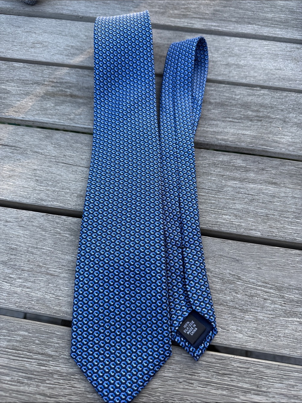 Men's Blue Patterned Silk Tie - Michael Kors